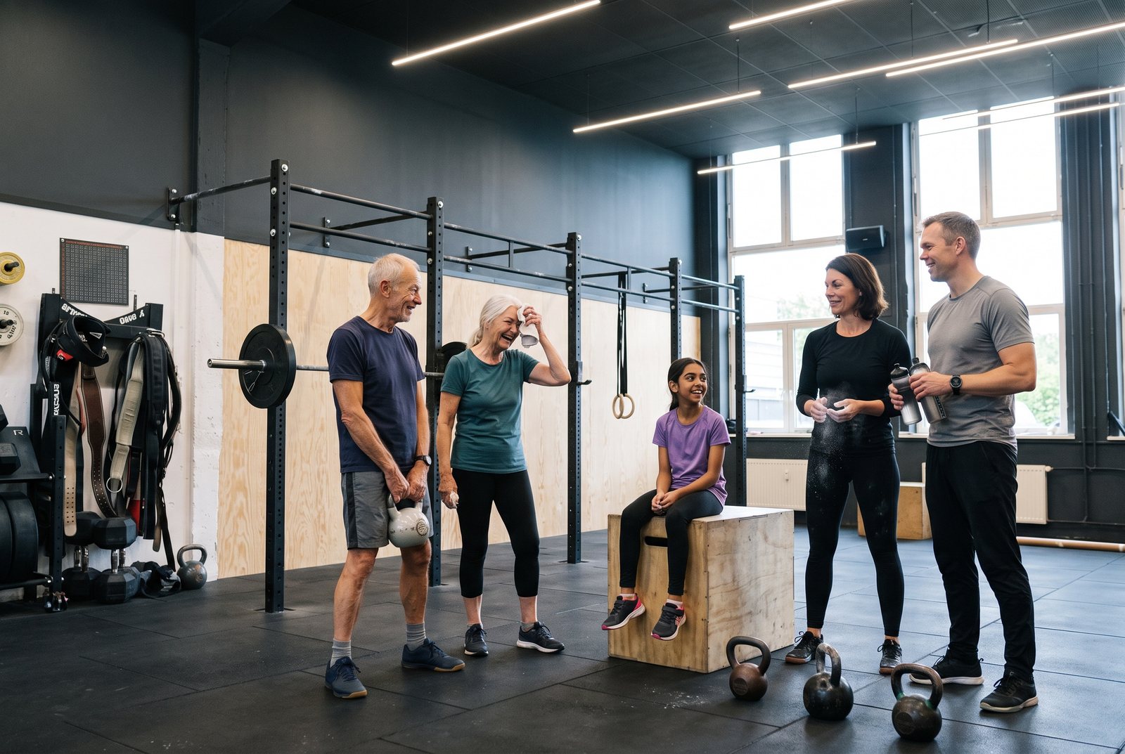 Drei Generationen beim gemeinsamen Training am Rig von AXT Athlete in Berlin-Lichtenberg